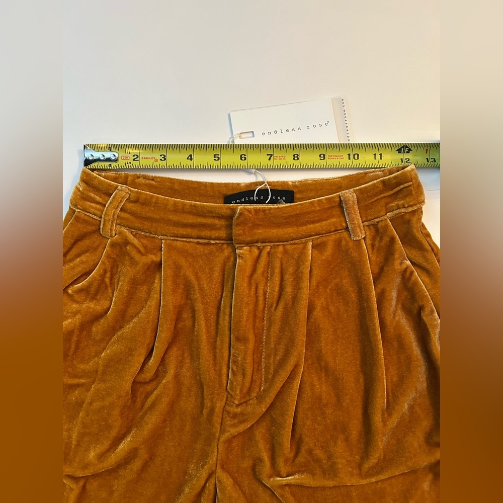 NWT $90 ENDLESS ROSE XS VELVET PANTS MARIGOLD FALL AUTUMN NEW WITH TAGS - Picture 5 of 8